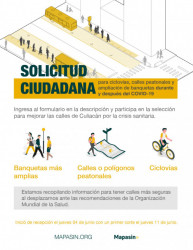 Impulsa Mapasin solicitud ciudadana para promover calles más seguras post COVID-19