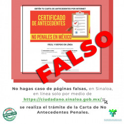 Alertan sobre página fraudulenta de Carta de No Antecedentes Penales