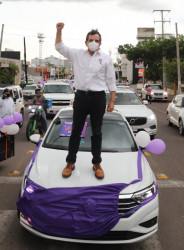 Encabeza Cuén caravana en apoyo a iniciativa para uso obligatorio de cubrebocas