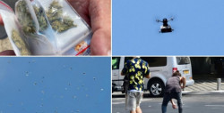 Video: con un dron hicieron llover cientos de bolsitas de marihuana, para promover su legalización