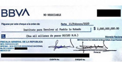 Rebotan cheque con el que pagarían los premios de la rifa del Avión Presidencial