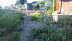 Piden solución a calle en mal estado por la que atraviesa arroyo