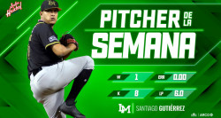 Santiago Gutierrez reconocido como pitcher de la semana