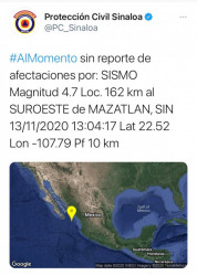Se registra tercer sismo de la semana en Mazatlán