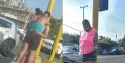 Amarran a dos hombres a postes por golpear a su esposas y luego una va, lo besa y los libera