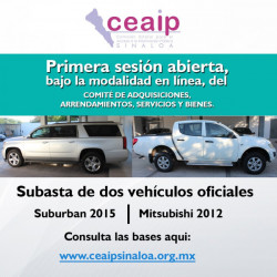 Subasta la CEAIP camioneta suburban y una pick up oficiales