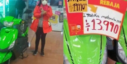 Mujer se encadena a motocicleta para que se la vendan en 14 pesos