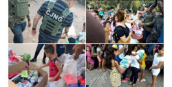 Polémica en redes por fotos de sicarios del CJNG dando regalos a niños en el Día de Reyes