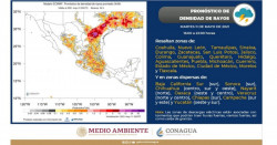 Descargas eléctricas para Sinaloa y Sonora entre 16:00 y 22:00 horas de este martes, pronostica CONAGUA