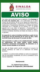 Se suspende venta de bebidas alcohólicas durante el día de las votaciones