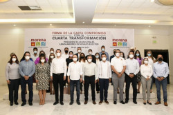 Firman compromiso con la cuarta transformación alcaldes y legisladores electos