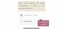 Inicia registro de vacunación para 18 años y más