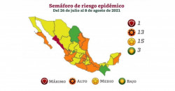 Sinaloa es el único estado en rojo en la actualización del Semáforo de Riesgo Covid-19