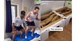 Atletas israelíes demuestran que las camas "anti-sexo" soportan 8 personas brincando en ellas (video)