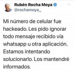 “Hackean” el teléfono de Rocha Moya