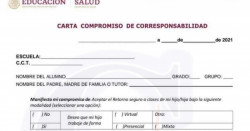 Esta es la "Carta compromiso de corresponsabilidad" que se tendrá que firmar para el regreso a clases