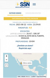 Sismo de 4.7 grados sacude Los Mochis