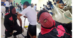 Se vuelve viral al recibir su vacuna de Covid-19 disfrazado de personaje de "Naruto"