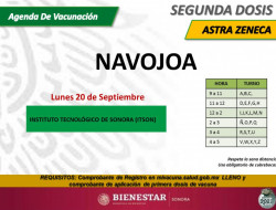 En Navojoa se aplicarán segundas dosis, de Sinovac y Aztra Zeneca