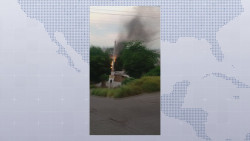 Tras accidente se incendia pipa de GAS LP