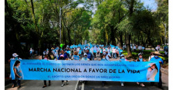 Este domingo miles de personas marcharon de azul en contra del aborto