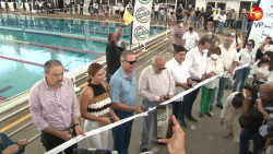 Inauguran Techumbre de la alberca Olímpica, El gobernador Quirino Ordaz Coppel y Alcalde Luis Guillermo Benitez.