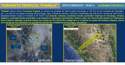 "Pamela" deja Sinaloa y ahora se encuentra sobre Durango como tormenta tropical