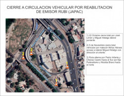 Cierres de circulación por obras de rehabilitación en el Emisor Rubí