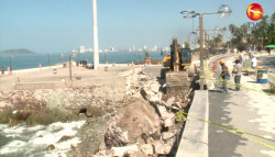 Comienzan trabajos de restauración de muro de la Explanada Sánchez Taboada