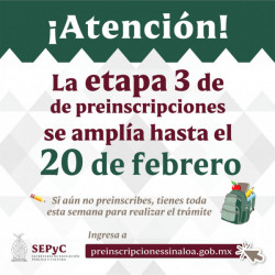 20 de febrero fecha límite para preinscripciones