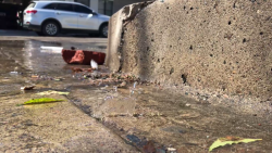 Mega fuga de agua potable en el centro