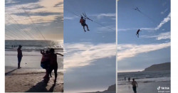 Cae turista de paracaídas en Mazatlán (video)