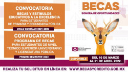 Cierra hoy jueves la convocatoria de becas "Sonora de Oportunidades 2022”.