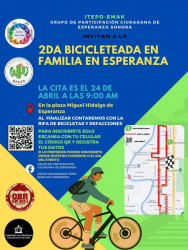 Anuncia segunda bicicleteada en familia en la comisaría de Esperanza.