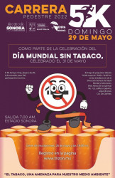La Secretaría de Salud invita a conmemorar el Día Mundial Sin Tabaco con una carrera pedestre de 5 kilómetros