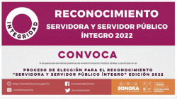 Lanza Contraloría Sonora convocatoria para reconocer a la Servidora y Servidor Público Íntegro 2022