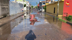 ¡Otra! Alcantarilla destapada en colonia Infonavit Playas