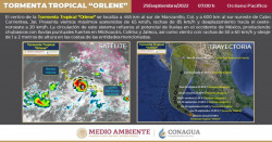 "Orlene" impactaría el lunes como tormenta tropical