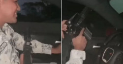 Graban a Guardia Nacional disparando y manejando al mismo tiempo (video)