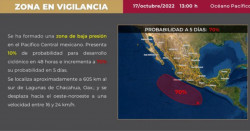 70% de probabilidad de ciclón en el océano Pacífico en los próximos días