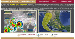 Se forma Depresión Tropical Diecinueve-E apuntando al sur de Sinaloa
