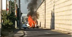 Incendian vehículos y camiones en Celaya, Guanajuato
